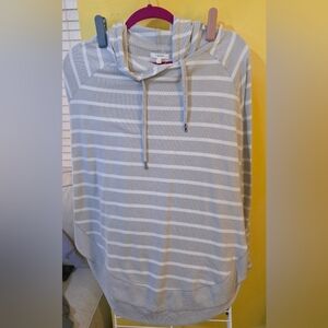 Maurices Gray and White Striped Hoodie